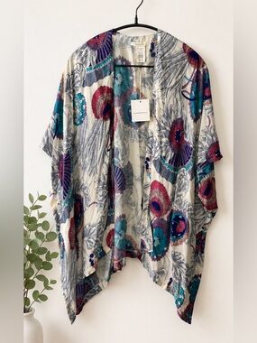 Do Everything In Love Floral Kimono Cover‎ Up Boho Open Front OS